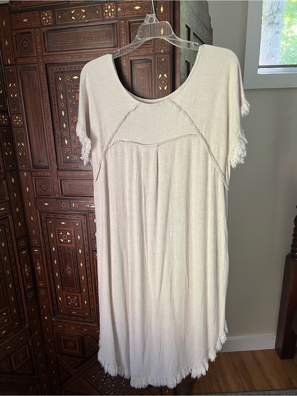 Umgee Cream Fringe-Trim Maxi Dress